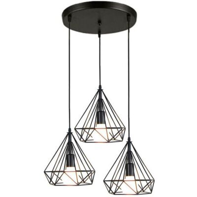 OEM Royaluxe- Lustre Antique Diamant 3 Lumières Suspension Luminaire Rétro Plafonnier Noir Industriel Métal Vintage 25 Cm - Publicité OEM Royaluxe- Lustre Antique Diamant 3 Lumières Suspension Luminaire Rétro Plafonnier Noir Industriel Métal Vintage 25 Cm - Publicité