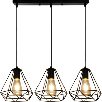 OEM Royaluxe- Suspension Luminaire Vintage Ø200mm Lustre Diamant Rétro Industriel Plafonnier Hauteur Réglable 3 Supports De Lampe Suspension Noir - Publicité OEM Royaluxe- Suspension Luminaire Vintage Ø200mm Lustre Diamant Rétro Industriel Plafonnier Hauteur Réglable 3 Supports De Lampe Suspension Noir - Publicité