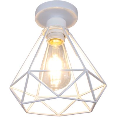 OEM Rétro Plafonnier Industrielle Cage Design Forme Diamant 20cm, Lustre Abat-jour Vintage Lampe De Plafond En Métal Fer Luminaire E27 - Blanc - Publicité OEM Rétro Plafonnier Industrielle Cage Design Forme Diamant 20cm, Lustre Abat-jour Vintage Lampe De Plafond En Métal Fer Luminaire E27 - Blanc - Publicité