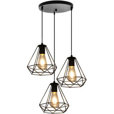 OEM Royaluxe- Ø200mm Lustre Diamant Rétro Industriel Suspension Luminaire Vintage Plafonnier Hauteur Réglable 3 Supports De Lampe Suspension Noir - Publicité OEM Royaluxe- Ø200mm Lustre Diamant Rétro Industriel Suspension Luminaire Vintage Plafonnier Hauteur Réglable 3 Supports De Lampe Suspension Noir - Publicité
