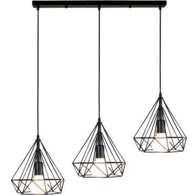 OEM Royaluxe- 3 Lumières Suspension Luminaire Rétro Lustre Antique Diamant Plafonnier Noir Industriel Métal Vintage 25 Cm - Publicité OEM Royaluxe- 3 Lumières Suspension Luminaire Rétro Lustre Antique Diamant Plafonnier Noir Industriel Métal Vintage 25 Cm - Publicité
