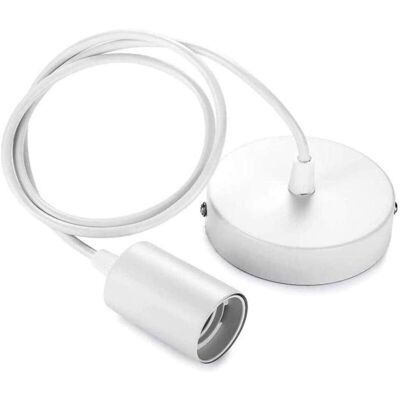 MOXIE Douille En Plastique Suspendue Métal, Lampe Suspendue Avec Câble Réglable Pour Culot E27 Blanc Suspension Support De Lampe E27 Cuisine Chambre Salon Café Salle À Manger Restaurant Lampes De Plafond [c - Publicité MOXIE Douille En Plastique Suspendue Métal, Lampe Suspendue Avec Câble Réglable Pour Culot E27 Blanc Suspension Support De Lampe E27 Cuisine Chambre Salon Café Salle À Manger Restaurant Lampes De Plafond [c - Publicité