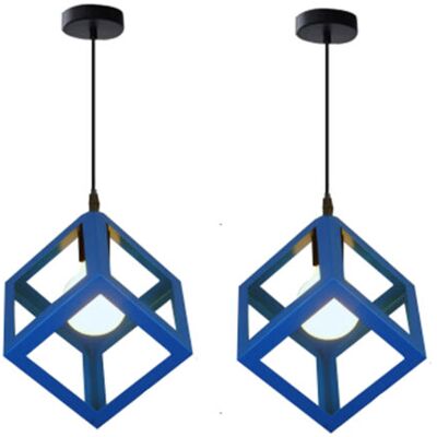 OEM Royaluxe- 2pcs Suspension Lustre En Forme De Cube Suspension Luminaire Moderne Plafonnier Rétro Vintage Bleu - Publicité OEM Royaluxe- 2pcs Suspension Lustre En Forme De Cube Suspension Luminaire Moderne Plafonnier Rétro Vintage Bleu - Publicité