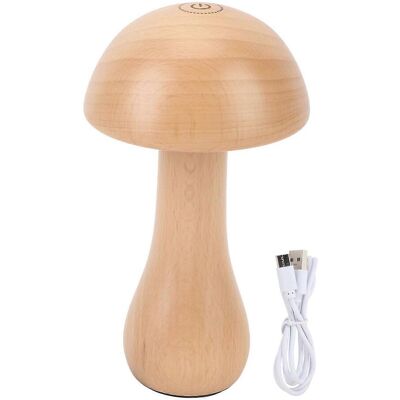 FLAMMKRAFT Lampe Champignon En Bois Portable Sans Fil Avec Interrupteur Tactile, Veilleuse Rechargeable Sur Batterie. Publicité FLAMMKRAFT Lampe Champignon En Bois Portable Sans Fil Avec Interrupteur Tactile, Veilleuse Rechargeable Sur Batterie. Publicité