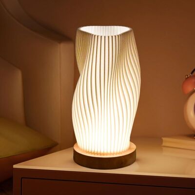 OEM Dimmable Lampe De Table Créative Moderne, Lampe De Chevet Avec Abat-jour En Pla, Base En Bois, Chaude Ambiance Romantique Lumière Chaude Veilleuse-dou - Publicité OEM Dimmable Lampe De Table Créative Moderne, Lampe De Chevet Avec Abat-jour En Pla, Base En Bois, Chaude Ambiance Romantique Lumière Chaude Veilleuse-dou - Publicité