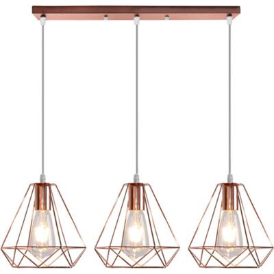 OEM Royaluxe- Suspension Luminaire Vintage Ø200mm Lustre Diamant Rétro Industriel Plafonnier Hauteur Réglable 3 Supports De Lampe Suspension Or Rose - Publicité OEM Royaluxe- Suspension Luminaire Vintage Ø200mm Lustre Diamant Rétro Industriel Plafonnier Hauteur Réglable 3 Supports De Lampe Suspension Or Rose - Publicité