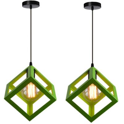 OEM Royaluxe- 2pcs Suspension Lustre En Forme De Cube Suspension Luminaire Moderne Plafonnier Rétro Vintage Vert - Publicité OEM Royaluxe- 2pcs Suspension Lustre En Forme De Cube Suspension Luminaire Moderne Plafonnier Rétro Vintage Vert - Publicité