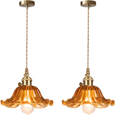OEM 2pcs Plafonnier D'Intérieur Vintage Suspension Luminaire En Verre Lustre Rétro Suspension Moderne Marron - Publicité OEM 2pcs Plafonnier D'Intérieur Vintage Suspension Luminaire En Verre Lustre Rétro Suspension Moderne Marron - Publicité