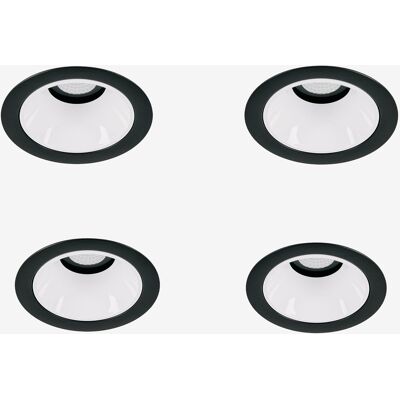 Pack De 4 Downlights Led Encastrables Avec Cadres Ronds Ø7 Cm En Aluminium Luisiana Sklum Noir - Blanc - Publicité Pack De 4 Downlights Led Encastrables Avec Cadres Ronds Ø7 Cm En Aluminium Luisiana Sklum Noir - Blanc - Publicité