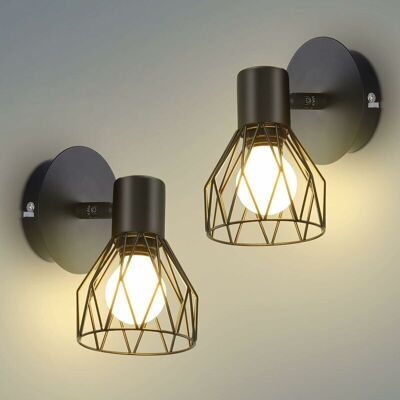 SANS MARQUE Applique Murale Interieur, Vintage Lampe Murale Douille E14, Orientable 350° & 90° Spot Mural, 40w Industrielle Appliques Noir Pour Salons, Chambres, Couloir ,lot De 2 - Publicité SANS MARQUE Applique Murale Interieur, Vintage Lampe Murale Douille E14, Orientable 350° & 90° Spot Mural, 40w Industrielle Appliques Noir Pour Salons, Chambres, Couloir ,lot De 2 - Publicité
