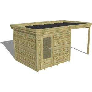 Abri Français - Abri De Jardin Bois Pin Autoclave 27mm - 4,64x2,64m / 12,3m2 - Bac Acier - Plancher Bois - Publicité Abri Français - Abri De Jardin Bois Pin Autoclave 27mm - 4,64x2,64m / 12,3m2 - Bac Acier - Plancher Bois - Publicité