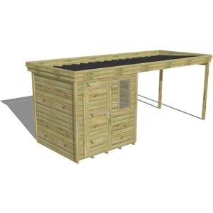 Abri Français - Abri De Jardin Bois Pin Autoclave 27mm - 5,64x2,14m / 12,1m2 - Bac Acier - Plancher Bois - Publicité Abri Français - Abri De Jardin Bois Pin Autoclave 27mm - 5,64x2,14m / 12,1m2 - Bac Acier - Plancher Bois - Publicité