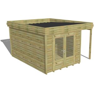 Abri Français - Abri De Jardin Bois Pin Autoclave 27mm - 3,64x4,34m / 15,8m2 - Bac Acier - Plancher Bois - Publicité Abri Français - Abri De Jardin Bois Pin Autoclave 27mm - 3,64x4,34m / 15,8m2 - Bac Acier - Plancher Bois - Publicité