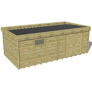 Abri Français - Abri De Jardin Bois Traité 27mm, 7,3x3,4m, 25m2, Plancher - Publicité Abri Français - Abri De Jardin Bois Traité 27mm, 7,3x3,4m, 25m2, Plancher - Publicité