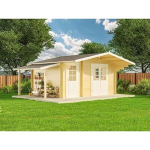 ALPHOLZ Abri de jardin iso Bruxelles avec toit en pente Naturel , 44 mm Épaisseur paroi 578 x 460 cm - Naturel - Publicité