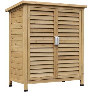 Outsunny - Armoire de jardin abri jardin remise pour outils sur pied dim. 87L x 46l x 96H cm étagère portes persiennes toit bitumé bois sapin - Publicité