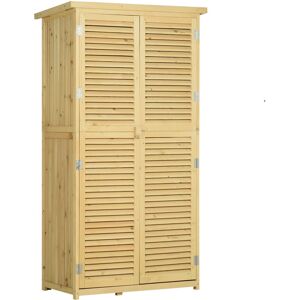 Outsunny - Armoire de jardin abri jardin remise pour outils sur pied dim. 79L x 42l x 160H cm 2 étagères portes persiennes toit bitumé étanche bois pin pré-huilé - Marron - Publicité