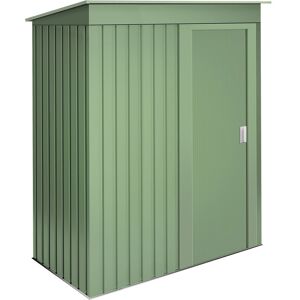 Wasabi - Armoire de jardin métallique 1,39m2 Neat Green - 86x162x181cm - Porte coulissante - Toit incliné - Couleur vert - Abri de jardin extérieur - Publicité