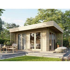 DIRECT ABRIS Chalet de Jardin lumio 12m2 - Finitions de Qualité Supérieur - Bois de Epicea - Porte Double - Serrure a Cylindre - Double Vitrage - Publicité