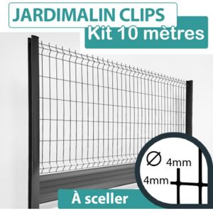 CLOTURE & JARDIN Cloture&jardin - Kit Grillage Rigide Gris Avec Soubassement Alu Anthracite 10m - Jardimalin Clips - 1,53 Mètre - Publicité CLOTURE & JARDIN Cloture&jardin - Kit Grillage Rigide Gris Avec Soubassement Alu Anthracite 10m - Jardimalin Clips - 1,53 Mètre - Publicité