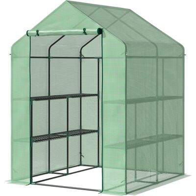 ARRIGONI Serre De Jardin Avec Étagères 3 Niveaux, Petite Serre De Balcon En Bâche Pe 140 G/㎡ Renforcée 143 X 138 X 190 Cm, Vert - Publicité ARRIGONI Serre De Jardin Avec Étagères 3 Niveaux, Petite Serre De Balcon En Bâche Pe 140 G/㎡ Renforcée 143 X 138 X 190 Cm, Vert - Publicité
