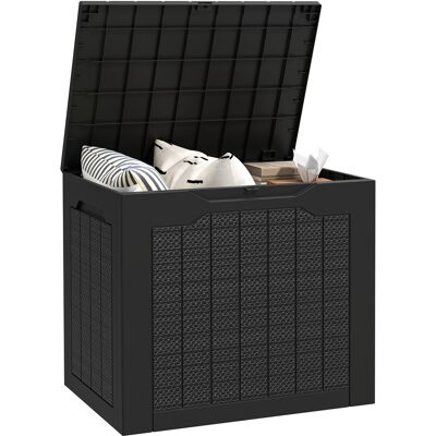 ALTHOME Malle De Rangement Extérieur En Polypropylène Étanche Avec Poignées Et Support De Cadenas 56x41x50 Cm Noir Pour La Maison - Publicité ALTHOME Malle De Rangement Extérieur En Polypropylène Étanche Avec Poignées Et Support De Cadenas 56x41x50 Cm Noir Pour La Maison - Publicité