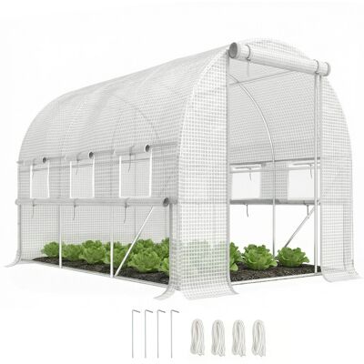 ARRIGONI Serre De Jardin Tunnel Serre Tunnel 6 M² Avec 6 Fenêtres Porte Enroulable Toile Pe Structure En Acier Galvanisé Blanc - Publicité ARRIGONI Serre De Jardin Tunnel Serre Tunnel 6 M² Avec 6 Fenêtres Porte Enroulable Toile Pe Structure En Acier Galvanisé Blanc - Publicité