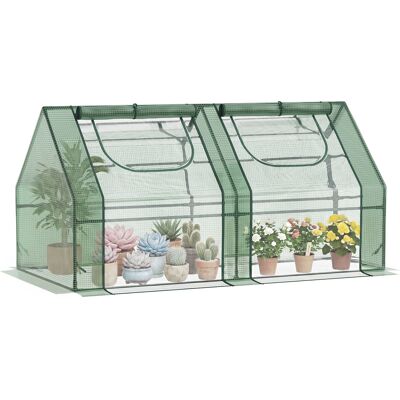 ARRIGONI Mini Serre De Jardin Serre À Tomates Mini Serre Tunnel Double Bâche Toit Pointu 180l X 90l X 90h Cm Acier Pe Pvc 2 Fenêtres Avec Zip Enroulables Vert - Publicité ARRIGONI Mini Serre De Jardin Serre À Tomates Mini Serre Tunnel Double Bâche Toit Pointu 180l X 90l X 90h Cm Acier Pe Pvc 2 Fenêtres Avec Zip Enroulables Vert - Publicité