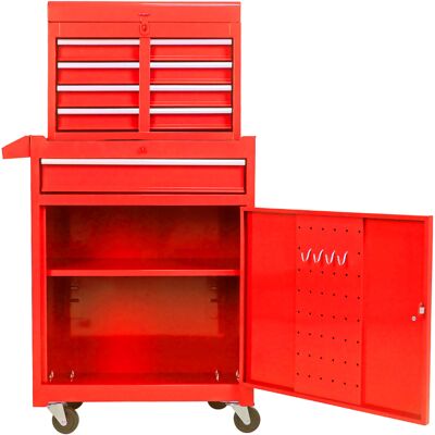 ACKERMAN 5 Schubladen Aufbaukasten, Mit Rollen Und Rollmöglichkeiten, Abnehmbare Oberen Und Verstellbare Regale, Garage -werkzeugkasten (rot/red) - Publicité ACKERMAN 5 Schubladen Aufbaukasten, Mit Rollen Und Rollmöglichkeiten, Abnehmbare Oberen Und Verstellbare Regale, Garage -werkzeugkasten (rot/red) - Publicité