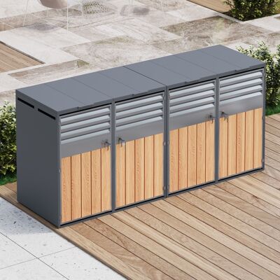 ACKERMAN Boîte De Rangement Pour Poubelles Avec Couvercle À Charnière, Ouverture De Ventilation À Persiennes, Verrouillable, Quatre Portes. Publicité ACKERMAN Boîte De Rangement Pour Poubelles Avec Couvercle À Charnière, Ouverture De Ventilation À Persiennes, Verrouillable, Quatre Portes. Publicité