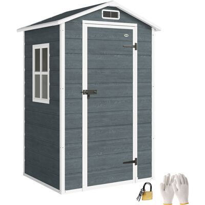 ARRIGONI Abri De Jardin En Plastique Avec Plancher Porte Verrouillable Fenêtre Et Ventilation 128 X 104 X196 Cm Gris - Publicité ARRIGONI Abri De Jardin En Plastique Avec Plancher Porte Verrouillable Fenêtre Et Ventilation 128 X 104 X196 Cm Gris - Publicité