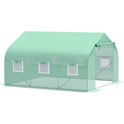 OEM Serre Tunnel De Jardin 10,5 M² 3,5l X 3l X 2h M Avec Porte Et 6 Fenêtres Enroulables - Acier Galvanisé - Bâche Pe Haute Densité - Vert - Publicité OEM Serre Tunnel De Jardin 10,5 M² 3,5l X 3l X 2h M Avec Porte Et 6 Fenêtres Enroulables - Acier Galvanisé - Bâche Pe Haute Densité - Vert - Publicité
