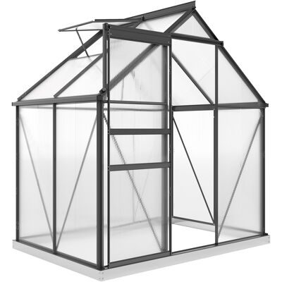 ARRIGONI Serre En Polycarbonate Et Aluminium Avec Porte Battante Et Lucarne 192.5x131x200 Cm Gris - Publicité ARRIGONI Serre En Polycarbonate Et Aluminium Avec Porte Battante Et Lucarne 192.5x131x200 Cm Gris - Publicité