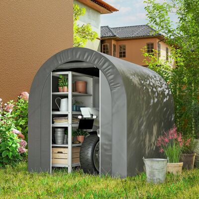SANMINE HABITAT Abri De Jardin Tente De Rangement Extérieur Abri De Vélo Garage Pour Vélo Bâche En Pe Cadre En Métal Galvanisé Gris - Publicité SANMINE HABITAT Abri De Jardin Tente De Rangement Extérieur Abri De Vélo Garage Pour Vélo Bâche En Pe Cadre En Métal Galvanisé Gris - Publicité