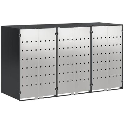 DESIGN IN Rangement De Poubelle À Roulettes Pour 3 Poubelles Anthracite - Publicité DESIGN IN Rangement De Poubelle À Roulettes Pour 3 Poubelles Anthracite - Publicité