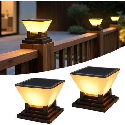 ABYSSE Lot De 2 Capuchons De Poteau Solaires - Solaire Chapeau Poteau 7x7, 8x8, 9x9, 10x10cm - Ip65 Étanche - 1012 Heures - 3 Modes - Lampe Solaire De Jardin Exterieur Pour Poteaux En Bois, Clôture [classe É - Publicité ABYSSE Lot De 2 Capuchons De Poteau Solaires - Solaire Chapeau Poteau 7x7, 8x8, 9x9, 10x10cm - Ip65 Étanche - 1012 Heures - 3 Modes - Lampe Solaire De Jardin Exterieur Pour Poteaux En Bois, Clôture [classe É - Publicité