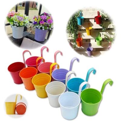 SCORPIO Ensemble De 10 Pots De Fleurs En Métal Vase Suspendu Panier À Planter Sans Trou De Drainage, Crochet Détachable, Clôture De Jardin Balcon Décorationdyk-alovez - Publicité SCORPIO Ensemble De 10 Pots De Fleurs En Métal Vase Suspendu Panier À Planter Sans Trou De Drainage, Crochet Détachable, Clôture De Jardin Balcon Décorationdyk-alovez - Publicité