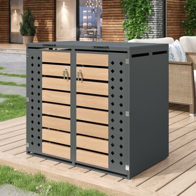 ACKERMAN Boîte De Rangement Pour Poubelles Avec Couvercle À Charnière, Verrouillable, Deux Portes, Panneau De Porte Creux En Forme De Losange - Publicité ACKERMAN Boîte De Rangement Pour Poubelles Avec Couvercle À Charnière, Verrouillable, Deux Portes, Panneau De Porte Creux En Forme De Losange - Publicité