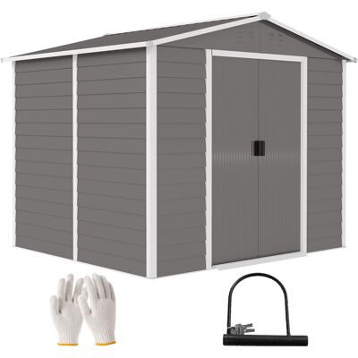 ARRIGONI Abri De Jardin En Metal Resistant Aux Intemperies Et Inoxydable Verrouillable 2,40 X 2,06 X 1,98 M Gris Clair - Publicité ARRIGONI Abri De Jardin En Metal Resistant Aux Intemperies Et Inoxydable Verrouillable 2,40 X 2,06 X 1,98 M Gris Clair - Publicité