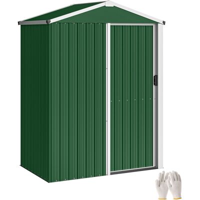 ARRIGONI Abri De Jardin En Acier 1.1m² Avec Porte Coulissante Verrouillable 136x87x179 Cm Vert - Publicité ARRIGONI Abri De Jardin En Acier 1.1m² Avec Porte Coulissante Verrouillable 136x87x179 Cm Vert - Publicité