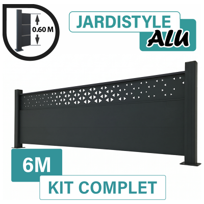 CLOTURE & JARDIN Kit Clôture Aluminium Gris Anthracite 6m - Design Ibiza - Sur Platines - 0,60 Mètre - Publicité CLOTURE & JARDIN Kit Clôture Aluminium Gris Anthracite 6m - Design Ibiza - Sur Platines - 0,60 Mètre - Publicité