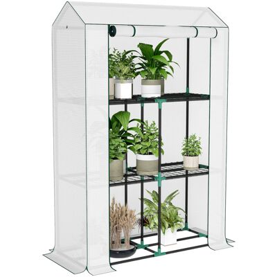 ARRIGONI Serre De Jardin Avec Etagere 3 Niveaux Bache Anti-uv Porte Enroulable 100x40x150 Cm Blanche - Publicité ARRIGONI Serre De Jardin Avec Etagere 3 Niveaux Bache Anti-uv Porte Enroulable 100x40x150 Cm Blanche - Publicité