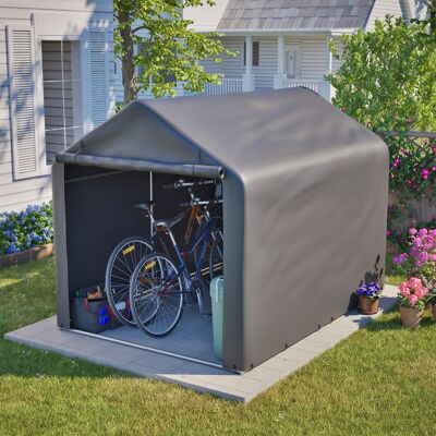 ACKERMAN Abri À Vélos Gris 160 X 220 X 165 Cm Avec Porte Sectionnelle. Abri Extérieur Étanche En Pe Résistant Aux Intempéries Pour Vélos Et Outils De Jardin – Idéal Pour Le Jardin, La Terrasse Et La Cour. Publicité ACKERMAN Abri À Vélos Gris 160 X 220 X 165 Cm Avec Porte Sectionnelle. Abri Extérieur Étanche En Pe Résistant Aux Intempéries Pour Vélos Et Outils De Jardin – Idéal Pour Le Jardin, La Terrasse Et La Cour. Publicité