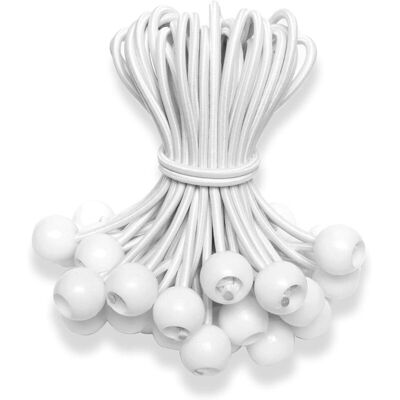 MOXIE Lot De 25 Tendeurs En Caoutchouc Avec Boule De 20 Cm, Tendeurs En Caoutchouc Pour Bâches, Tendeurs De Tente, Tendeurs En Caoutchouc, Pour Bâches, Tentes, Bannières, Filets, Pavillons, Blanc - Publicité MOXIE Lot De 25 Tendeurs En Caoutchouc Avec Boule De 20 Cm, Tendeurs En Caoutchouc Pour Bâches, Tendeurs De Tente, Tendeurs En Caoutchouc, Pour Bâches, Tentes, Bannières, Filets, Pavillons, Blanc - Publicité
