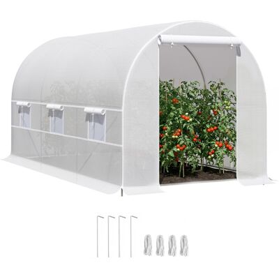 ARRIGONI Serre Tunnel De Jardin 8m², Serre De Jardin Tunnel Avec Porte Et 6 Fenêtres, Bâche Pe 140 G/m² 400 X 200 X 200 Cm Blanc - Publicité ARRIGONI Serre Tunnel De Jardin 8m², Serre De Jardin Tunnel Avec Porte Et 6 Fenêtres, Bâche Pe 140 G/m² 400 X 200 X 200 Cm Blanc - Publicité