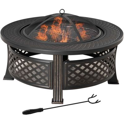 ACKERMAN Brasero Avec Tisonnier, Pare-étincelles, Panier À Feu, Table De Feu Ronde, Foyer Pour Jardin, Camping, Barbecue, Acier, Noir, 81 X 81 X 50 Cm - Publicité ACKERMAN Brasero Avec Tisonnier, Pare-étincelles, Panier À Feu, Table De Feu Ronde, Foyer Pour Jardin, Camping, Barbecue, Acier, Noir, 81 X 81 X 50 Cm - Publicité