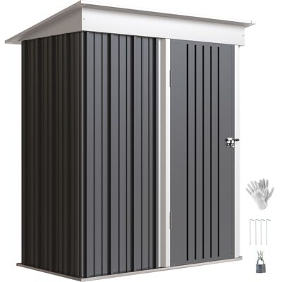 ARRIGONI Abri De Jardin Cabanon De Rangement Extérieur En Acier Ondulé Design Mural Étagères Réglables Porte Verrouillable Gris Foncé - Publicité ARRIGONI Abri De Jardin Cabanon De Rangement Extérieur En Acier Ondulé Design Mural Étagères Réglables Porte Verrouillable Gris Foncé - Publicité
