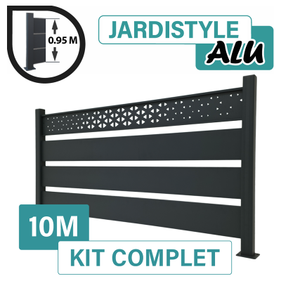 CLOTURE & JARDIN Kit Clôture Aluminium Gris Anthracite 10m - Claire Voie Design Ibiza - Sur Platines - 0,95 Mètre - Publicité CLOTURE & JARDIN Kit Clôture Aluminium Gris Anthracite 10m - Claire Voie Design Ibiza - Sur Platines - 0,95 Mètre - Publicité