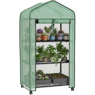 ARRIGONI Mini Serre De Jardin Avec 3 Étagères, Bâche Pe Haute Densité, Porte Enroulable, 4 Roulettes, Dim. 69l X 49l X 130h Cm - Publicité ARRIGONI Mini Serre De Jardin Avec 3 Étagères, Bâche Pe Haute Densité, Porte Enroulable, 4 Roulettes, Dim. 69l X 49l X 130h Cm - Publicité