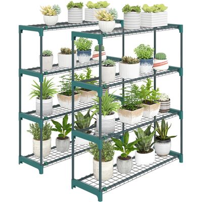 ARRIGONI Lot De 2 Étagères À Plantes 4 Niveaux Intérieur Extérieur, Supports Pour Plantes En Métal, 90 X 28 X 104 Cm, Vert - Publicité ARRIGONI Lot De 2 Étagères À Plantes 4 Niveaux Intérieur Extérieur, Supports Pour Plantes En Métal, 90 X 28 X 104 Cm, Vert - Publicité